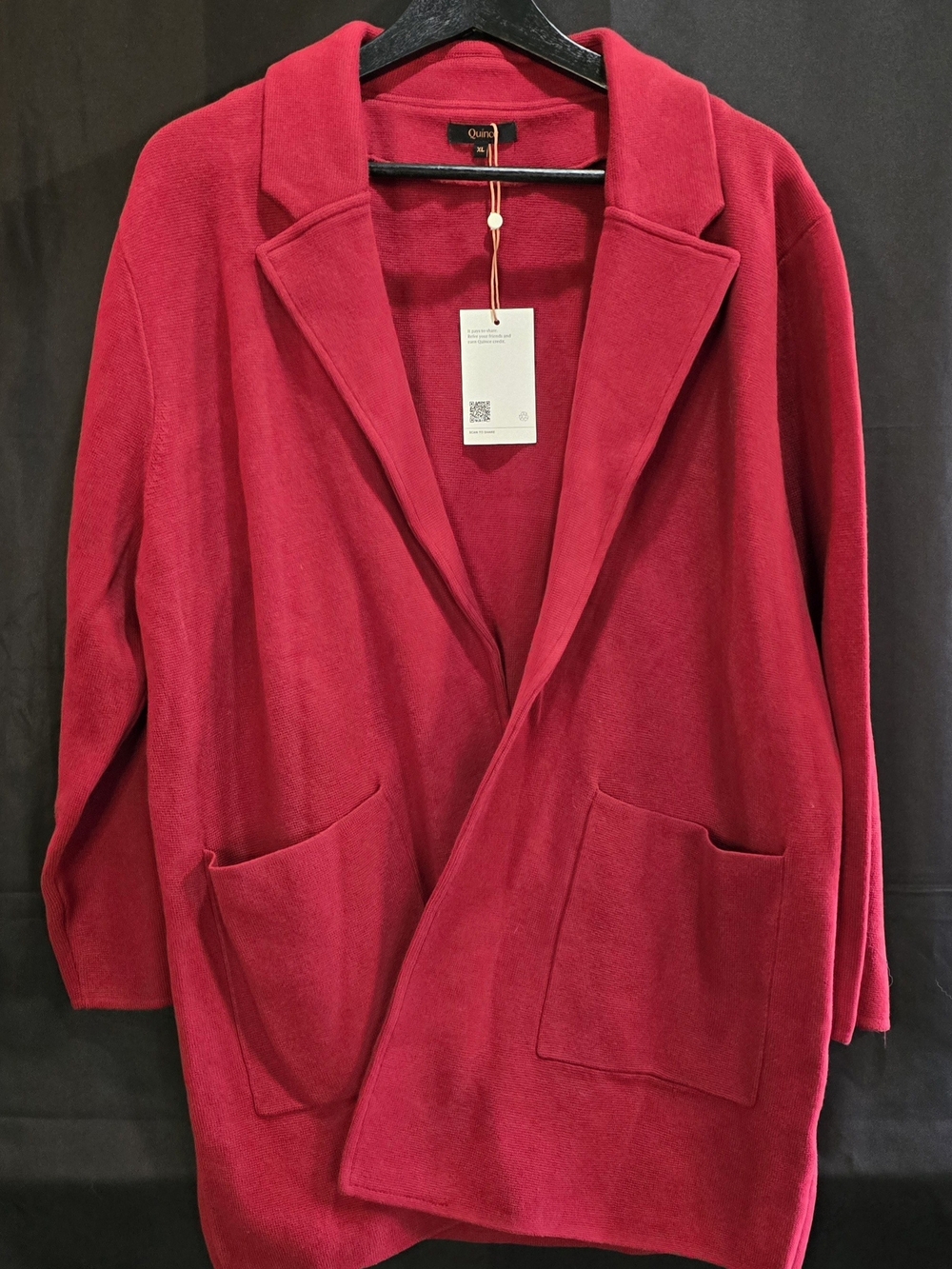 Quince Vibrant Red Open-Front Blazer Coatigan